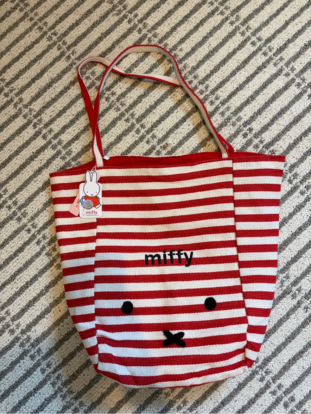NWT Miffy Red and White Striped Tote Bag